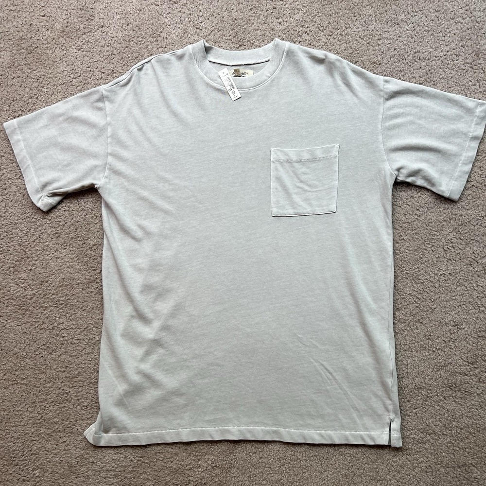 Madewell Men's Short Sleeve Grey Cotton Relaxed Pocket Single Stitch Tee Sz‎ XS